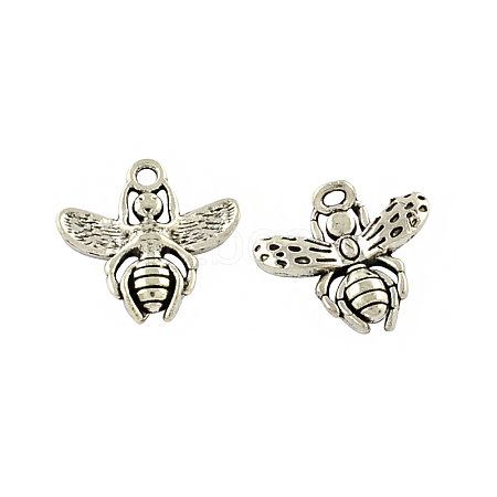 Tibetan Style Alloy Bee Pendants TIBEP-Q043-240-RS-1