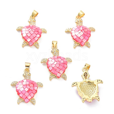 Real 18K Gold Plated Brass Micro Pave Clear Cubic Zirconia Pendants KK-D004-05G-E-1