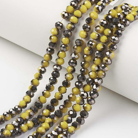 Electroplate Opaque Glass Beads Strands EGLA-A034-P1mm-P06-1