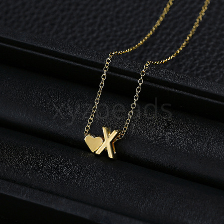 Alloy Letter Heart Pendant Necklaces for Women WGBB55E-20-1