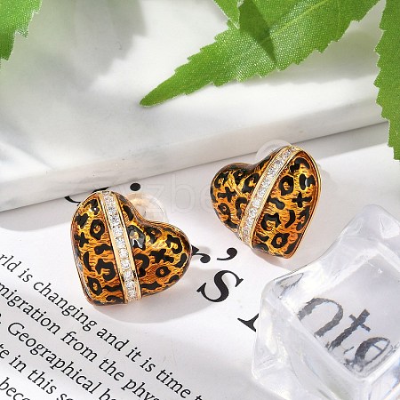 Brass Rhinestone Stud Earrings EJEW-P301-10G-1