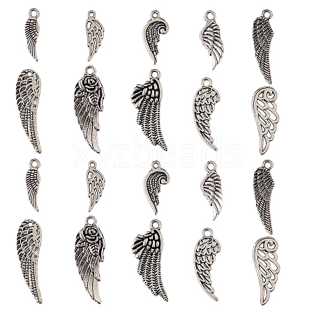 100Pcs 10 Styles Tibetan Style Alloy Pendants TIBEP-CJ0001-58-1