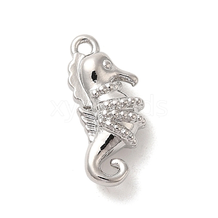 Marine Animal Theme Platinum  Brass Micro Pave Clear Cubic Zirconia Pendants KK-U031-01P-04-1