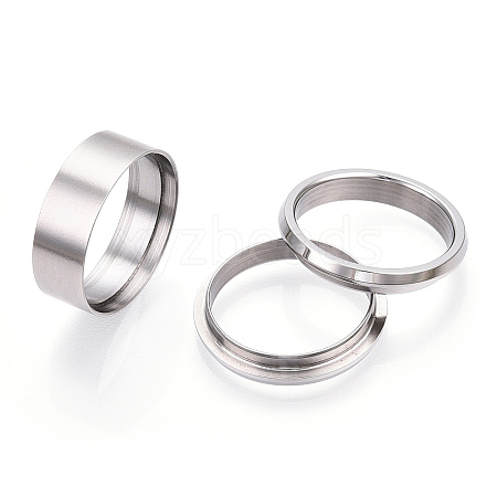 Detachable 304 Stainless Steel Grooved Finger Ring Settings STAS-WH0047-73E-P-1