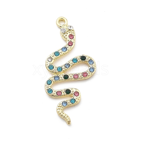 Snake Shape Alloy Rhinestone Pendants PALLOY-Q030-01G-1