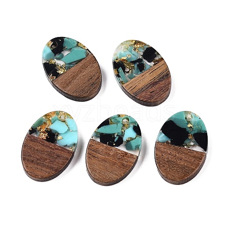 Transparent Resin and Walnut Wood Pendants RESI-T057-04J-1