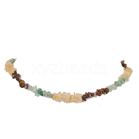 Natural Citrine & Tiger Eye & Green Aventurine Chip Beaded Necklaces NJEW-JN05099-01-1