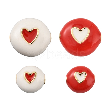 4Pcs 4 Styles Brass Enamel Beads KK-YW0003-01-1