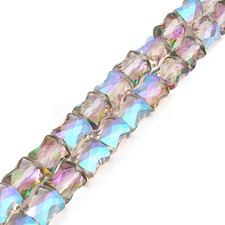 AB Color Plated Transparent Glass Beads Strands EGLA-P051-06A-A07-1