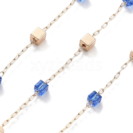 Handmade Brass & Glass Bead Chains CHC-L051-07KCG-01-1