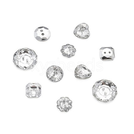 Acrylic Rhinestone Buttons BUTT-PJ0001-01-1