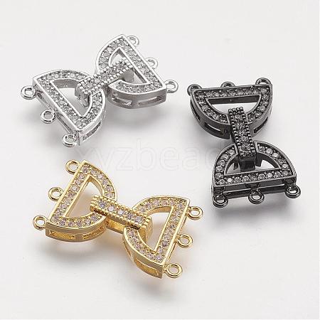 Brass Micro Pave Cubic Zirconia Fold Over Clasps ZIRC-F047-05-1