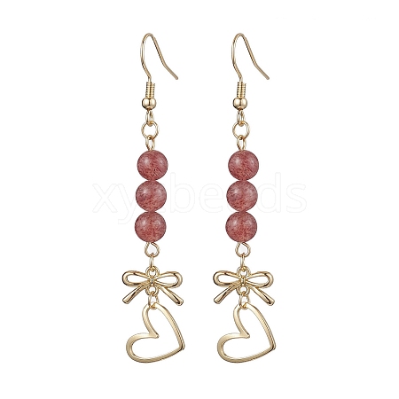 Natural Strawberry Quartz Dangle Earring EJEW-JE05911-1