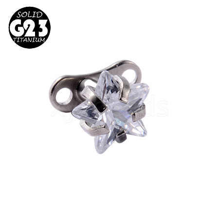 G23 Titanium Cubic Zirconia Dermal Anchor Base/Top for Women Men WG953A3-12-1