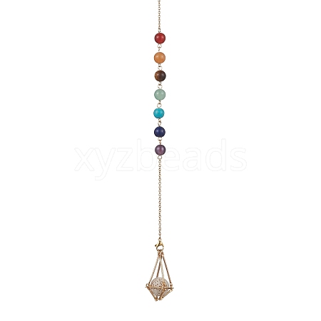 Chakra Mixed Synthetic & Natural Round Gemstone Pointed Dowsing Pendulums PALLOY-JF02520-02-1