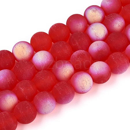 Frosted Transparent Glass Beads Strands GLAA-T032-T10mm-MBB09-1