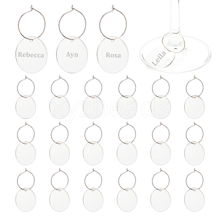 24Pcs Transparent Blank Acrylic Wine Glass Charms AJEW-AB00074-1