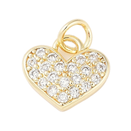 Rack Plating Brass Micro Pave Clear Cubic Zirconia Charms KK-Z060-07G-01-1