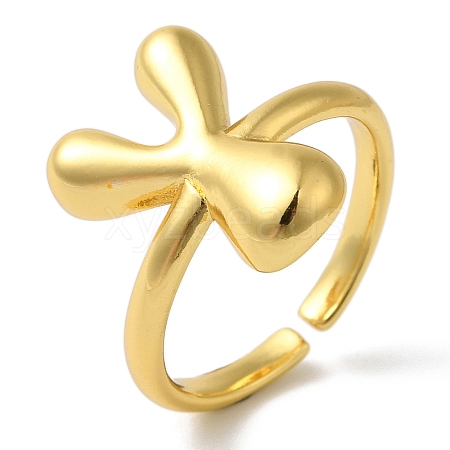 Initials Brass Open Cuff Ring for Women RJEW-N046-02Y-G-1