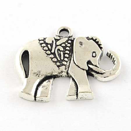 Elephant Tibetan Style Alloy Pendants TIBEP-R344-52AS-FF-1