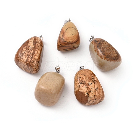 Natural Picture Jasper Pendants G-k302-B18-1