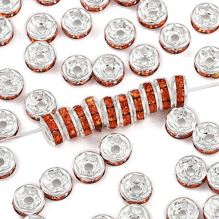 Brass Grade A Rhinestone Spacer Beads RB-A014-Z6mm-20S-1