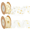 2 Rolls 2 Styles Valentine's Day Hot Stamping Polka Dot & Word Organza Ribbons SRIB-FG0001-17-1