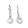 Flat Round Rack Plating Brass Cubic Zirconia Hoop Earrings EJEW-K245-22P-1