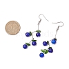 Cherry Spray Painted Crackle Glass Beads & Natural Diopside Chip Beads Dangle Earrings EJEW-JE06289-5