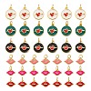 12Pcs 6 Style Golden Plated Brass with Jump Rings Enamel Pendants KK-LS0001-35-2