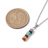 Natural & Synthetic Mixed Gemstone Disc Pendant Necklaces X-NJEW-JN04623-01-3