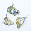 Brass Paua Shell Pendants SSHEL-F0006-13-2