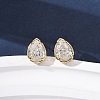 Brass Micro Pave Clear Cubic Zirconia Stud Earrings EJEW-C174-02G-G-1