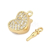 Brass Micro Pave Clear Cubic Zirconia Box Clasps KK-P291-44G-2