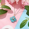 Synthetic Turquoise Clover Pendant Necklaces NJEW-JN05132-03-1