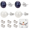 6 Pairs 2 Style Shell Pearl Ball Stud Earrings EJEW-BBC0001-34-1