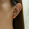 Elegant Brass Flower Hoop Earrings UD7132-3