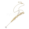 Brass Flower Lariat Necklace NJEW-JN04621-4