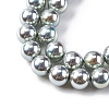 UV Plating Pearlized Glass Pearl Beads Strands GLAA-F128-01B-T23-3