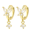 Butterfly Real 18K Gold Plated Brass Dangle Hoop Earrings EJEW-L270-11G-2