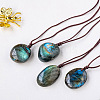 Nuggets Natural Labradorite Pendant Adjustable Cord Necklaces FS-WG568C8-01-4