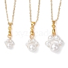 3Pcs 3 Sizes Shell Pearl Round Beaded Paw Print Pendant Necklaces NJEW-JN05171-2