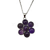 Natural Amethyst Flower Pendant Necklace FO7861-5-1