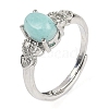 Oval Natural Amazonite Adjustable Rings RJEW-Q819-01P-01-2