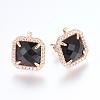 Brass Micro Pave Cubic Zirconia Stud Earring Findings ZIRC-G116-29-B01-1