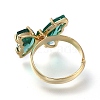 Adjustable Brass Glass Finger Rings RJEW-P148-A01-16-3