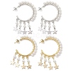 2 Pairs 2 Colors Star Shell Pearl Dangle Stud Earrings EJEW-JE06186-1