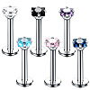 Square 304 Stainless Steel Cubic Zirconia 15 Gauge Threadless Labrets for Women Men FS-WG03966-07-1