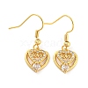 Heart with Wrod Love Rack Plating Brass Micro Pave Cubic Zirconia Dangle Earrings EJEW-P240-07G-1