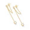 Brass Micro Pave Clear Cubic Zirconia Cable Chain Tassel Earrings EJEW-H125-12G-1